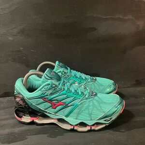 Mizuno Wave Prophecy 7 Women's Size 9.5 Green Teal Pink Running Shoes